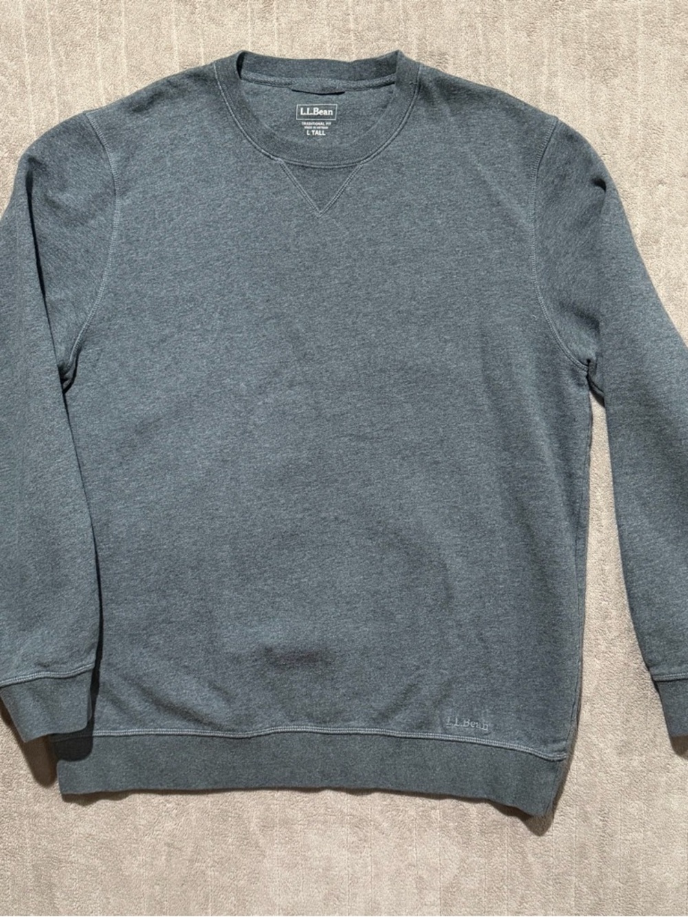 VTG LL Bean Sweatshirt Mens Large Tall LT Gray Crewneck Pullover Traditional Fit